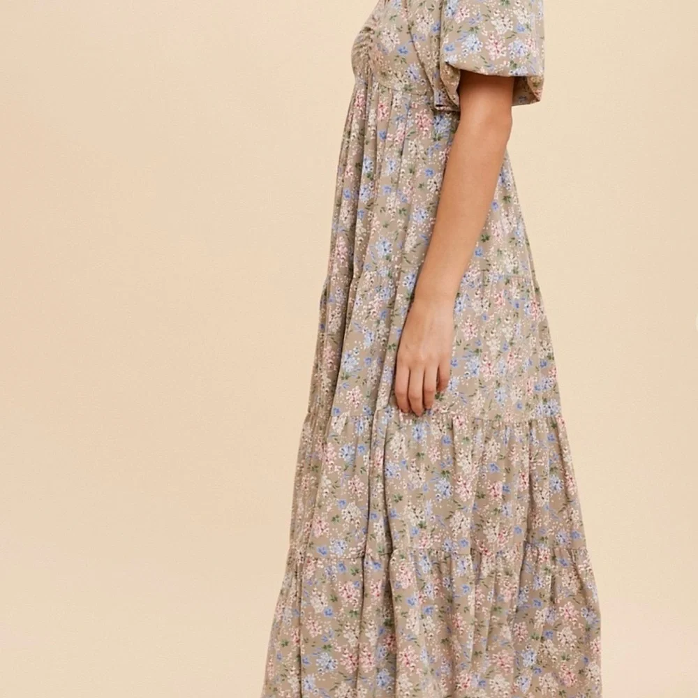 Boho Floral Maxi Dress in Pastel Hues In Loom NWT - Picture 2 of 7